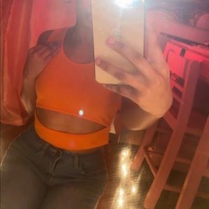 Orange SHEIN cropped shirt